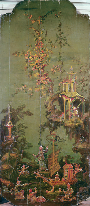 Water, from a series of panels depicting the Four Elements, c.1730 (polychrome wood)