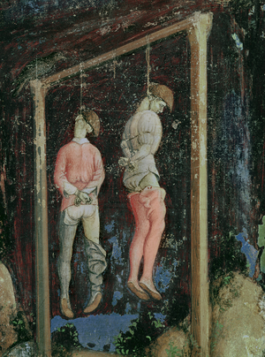 The hanged men, detail from of St George and the Princess, 1433-1435 (fresco)