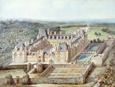 View of the Chateau of Ecouen (w/c on paper)