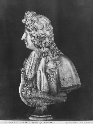 Bust of Jules Hardouin Mansart, 1698 (marble) (b/w photo)