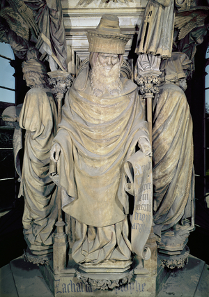 Zacharias, detail from the hexagonal pedestal of the Well of Moses by Claus Sluter (fl.1379-1405/06) and Jean Malouel (fl.1396-1415), 1395-1404 (stone)