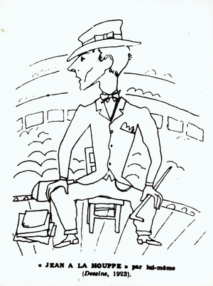 'Jean a la Houppe', self portrait caricature, 1923 (print)