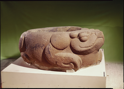 Offering vessel in the form of a giant toad, Mayan, from Kaminaljuyu, 250-600 (volcanic lava)