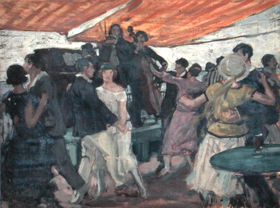 Dancing (oil on panel)