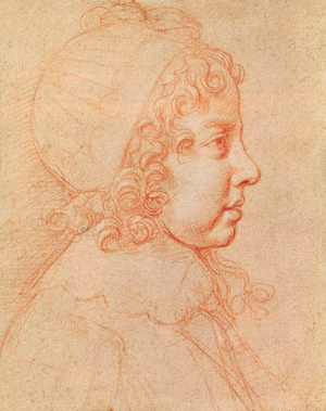 Portrait of Louis XIV as a child, 17th century (red chalk on paper)