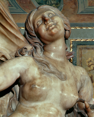 Truth Unveiled by Time, detail of the head, c.1645-52 (marble)
