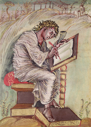 Ms 1 fol.18v St. Matthew, from the Ebbo Gospels, c.816-835 (vellum)