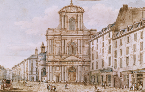 View of the Portal of the Church of Saint-Gervais, Paris (watercolour on paper)