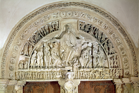 The Pentecost, from the tympanum of the central portal, c.1120 (stone)