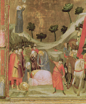 The Martyrdom of St. Paul, right hand panel from the Stefaneschi Triptych, c.1320 (tempera on panel) (detail of 214100)