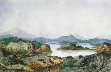 Landscape with a Lake (watercolour on paper)