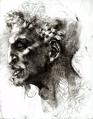 Head of a Satyr (pen & ink on paper)
