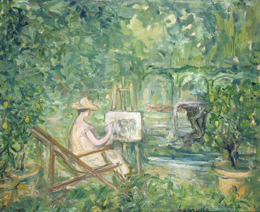 Woman Painting in a Landscape, 1900-10 (oil on canvas)