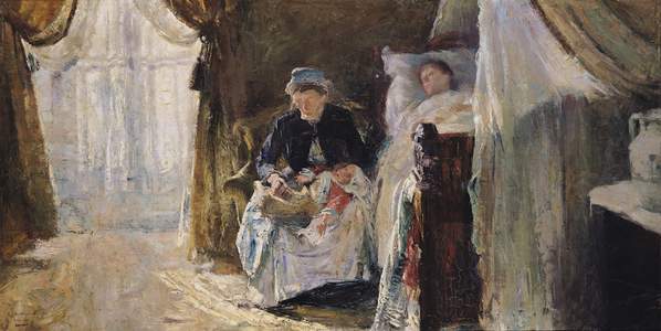 The Invalid and the Birth, 1887 (oil on canvas)