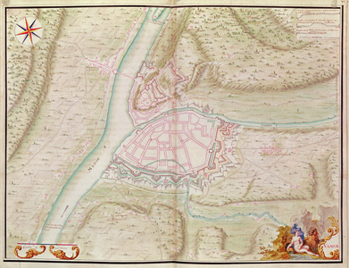 Namur and the surrounding area, from 'Atlas de Louis XIV. Plans des places etrangeres', 1665 (pen, ink and wash)