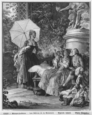 The delights of motherhood, engraved by Isidore Stanislas Helman (1749-1809) 1776 (engraving) (b/w photo)