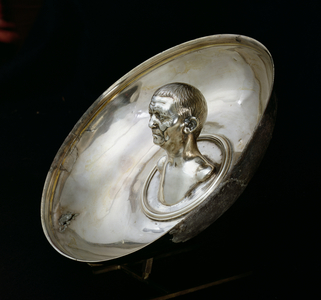 Dish with the bust of a man inside, from the Boscoreale Treasure (silver) (side view)