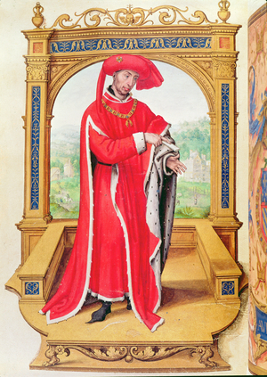 Philip the Good (1396-1467) Duke of Burgundy, Founder of the Order of the Golden Fleece, from the 'Statuts de la Toison d'Or' (vellum)