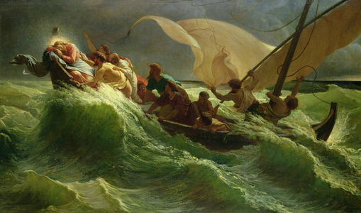 Christ Asleep in his Boat (oil on canvas)