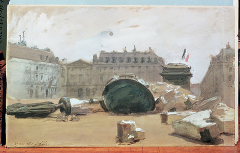 Paris Commune: The Fall of the Vendome Column, 29th May 1871 (watercolour on paper)