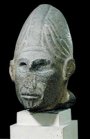 Head of a Syrian god, from Jabbil, Northern Syria, c.1700-1600 BC (basalt) (see also 231225)