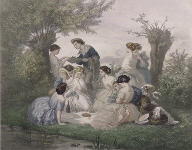 Breakfast in the Spring, engraved by Regnier, Bettannier and Morlon (lithograph)