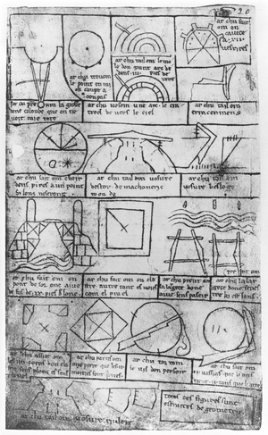 Facsimile copy of Ms Fr 19023 fol.20 Geometrical figures for the construction of buildings (pen & ink on paper)