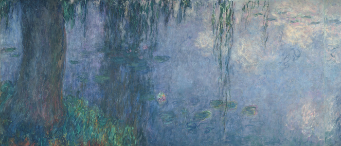 Waterlilies: Morning with Weeping Willows, detail of the left section, 1914-18 (oil on canvas) (see also 71321-22)