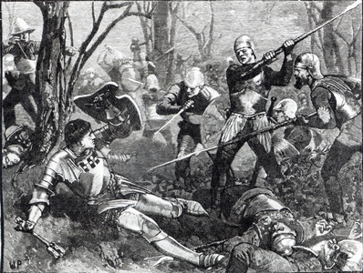 The Death of the King Maker at the Battle of Barnet, c.1880 (engraving)