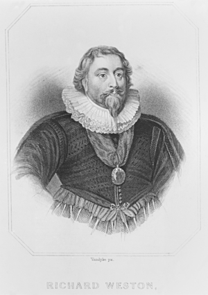 Portrait of Richard Weston (1577-1635) from 'Lodge's British Portraits', 1823 (engraving)
