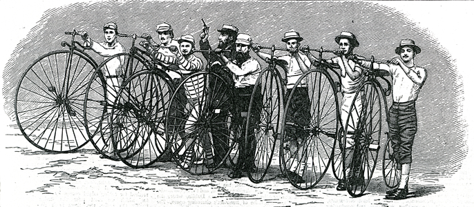 Bicycle Race from Bath to London - The Start, illustration from 'The Graphic', August 15 1874 (engraving)