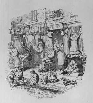 Monmouth Street, illustration from 'Sketches by Boz' by Charles Dickens, 1836 (litho)