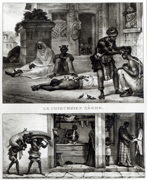 A Negro Surgeon; Store of a Pork Seller (litho)