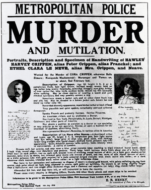 Poster requesting information leading to the arrest of Dr. Crippen, 1910 (print)