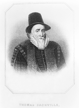 Portrait of Thomas Sackville (1536-1608) 1st Earl of Dorset, from 'Lodge's British Portraits', 1823 (engraving)