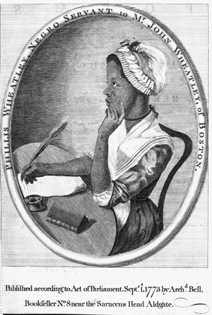 Phillis Wheatley, frontispiece to her 'Poems on various subjects', 1773 (engraving)