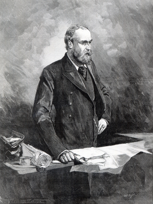 Charles Stewart Parnell, in the witness box during the Special Commission investigating alleged links between Parnellism and crime, c.1888 (engraving)