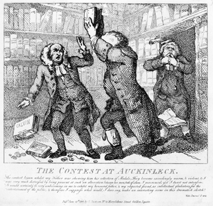 The Contest at Auckinleck from 'Picturesque Beauties of Boswell, Part the Second', etched by Thomas Rowlandson, 1786 (etching)