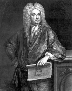 Sir John Vanbrugh, engraved by John Faber the Younger, 1727 (mezzotint)