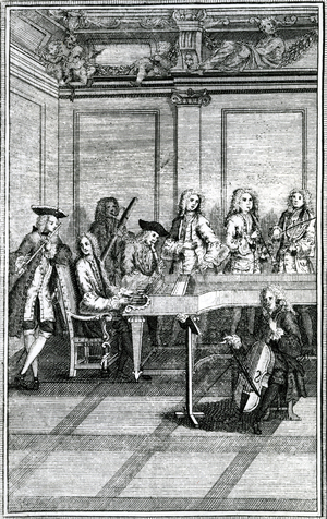 Musicians, from 'Modern Music Master', 1731 (engraving)