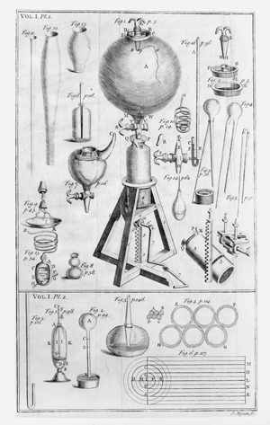 A Pneumatical Engine and it's parts, from Boyle's 'Spring and Weight of the Air' published in 1661 (engraving)