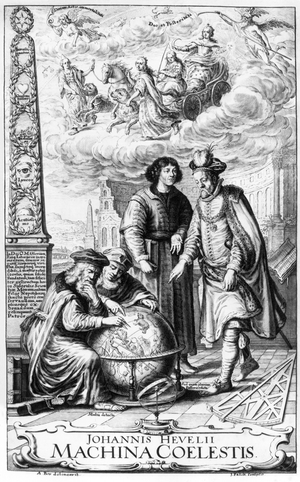 Frontispiece to 'Machina Coelestis' by Johannes Hevelius, engraved by Jeremias Falck, 1673 (engraving)