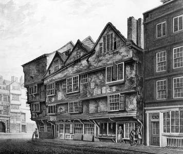 Old Houses and Shopfronts on Chancery Lane, London, 1798 (engraving)