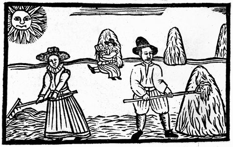 A Harvesting Scene, an illustration from 'A Book of Roxburghe Ballads' (woodcut)