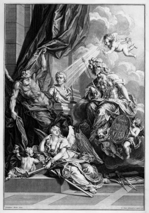 Frontispiece to 'The Architecture of A. Palladio, in Four Books', Giacomo Leoni ed., engraved by Bernard Picart, published 1715 (engraving)