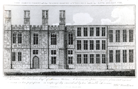 The North Front of the Manor House at Chelsea built by King Henry VIII, engraved by J. Barlow, an illustration in 'A Historical and Topographical Account of Chelsea and its Environs' by Thomas Faulkner, published 1810 (engraving)