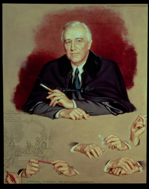 Study of Franklin Delano Roosevelt for the Painting `Big Three at Yalta', 1945 (oil on canvas)