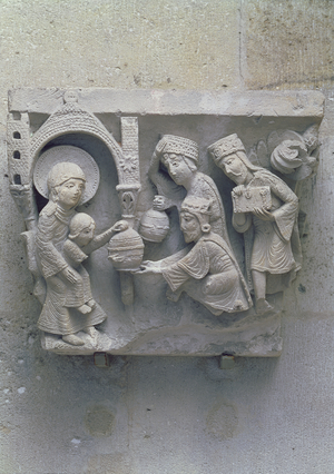 The Adoration of the Magi, original capital from the cathedral nave (stone)