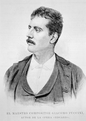 Portrait of Giacomo Puccini (1858-1924) (engraving)