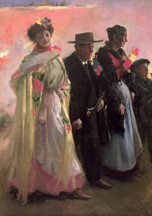 Villagers attending the celebrations of the patron of Madrid (oil on canvas)